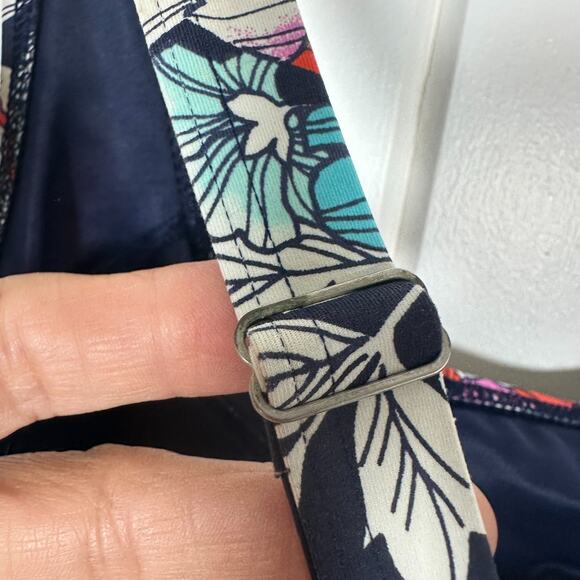 Lands End Tankini Plus Size Top Women 18W DDD Blue Floral Underwire Bra - Picture 6 of 7